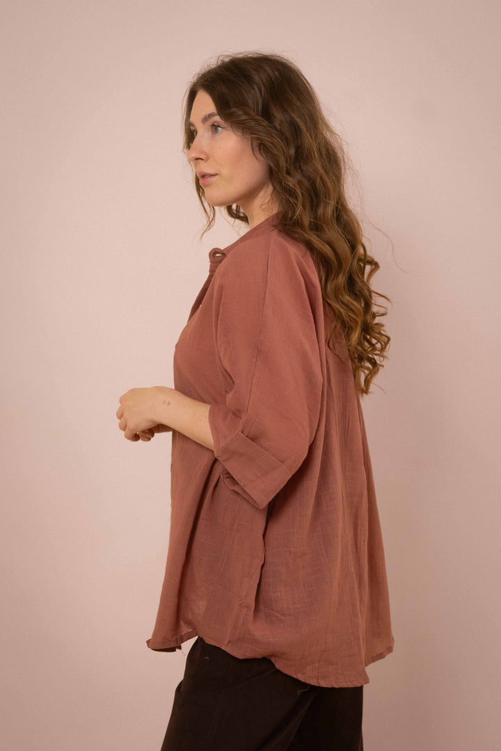 Hemd ~ JAMIE Dusty Rose in Slub Baumwolle