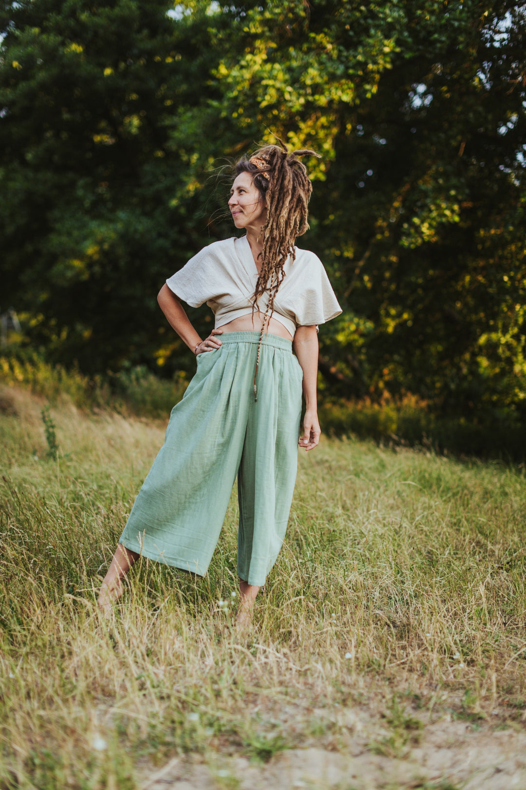 Musselin Culotte ~ Salbei