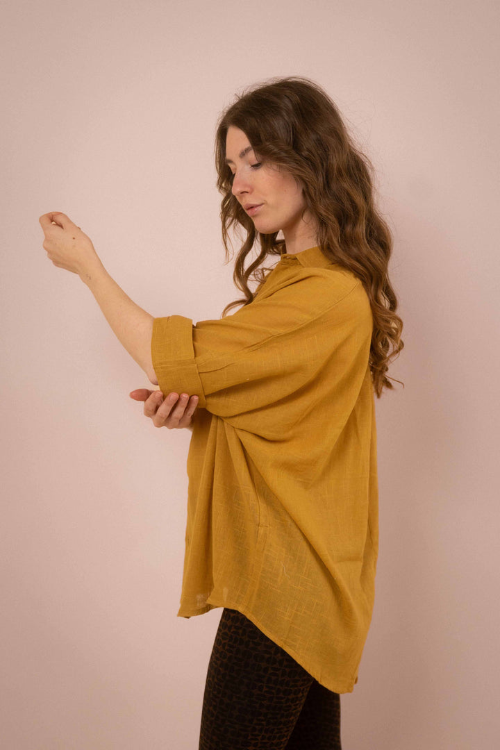 Hemd ~ JAMIE Mustard in Slub Baumwolle