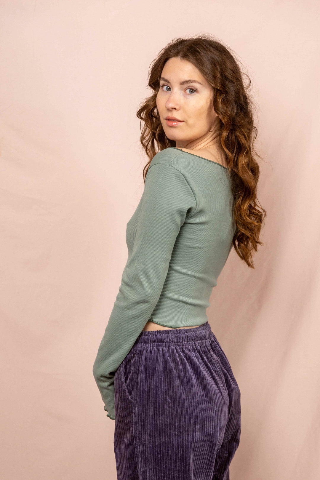 Feinripp Shirt, Longsleeve Top, Langärmlig es Oberteil in Mint Grün