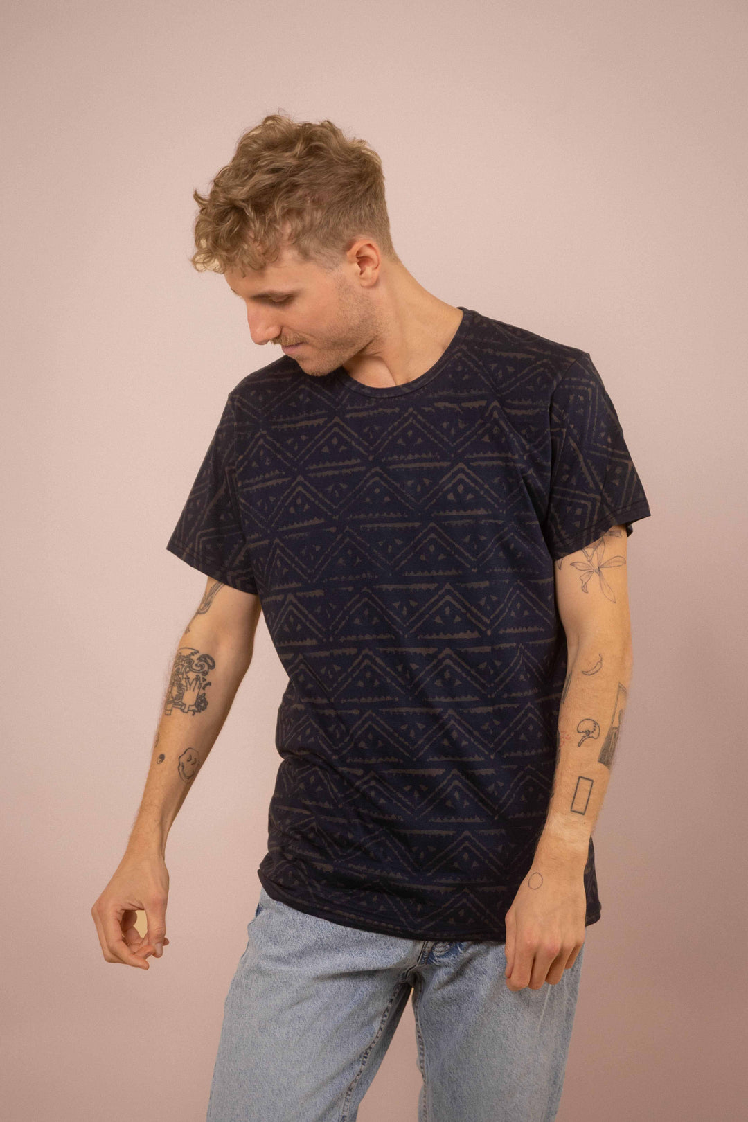 T-Shirt mit Blockprints blau-blau