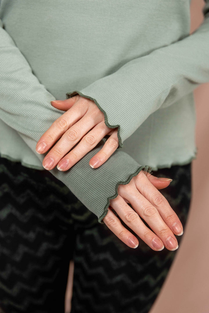 Wintertop, Mini, türkis, Grün, Stehkragen, Rollkragen, Wintersport, Feinrip Langsleeve, Langärmliges Shirt