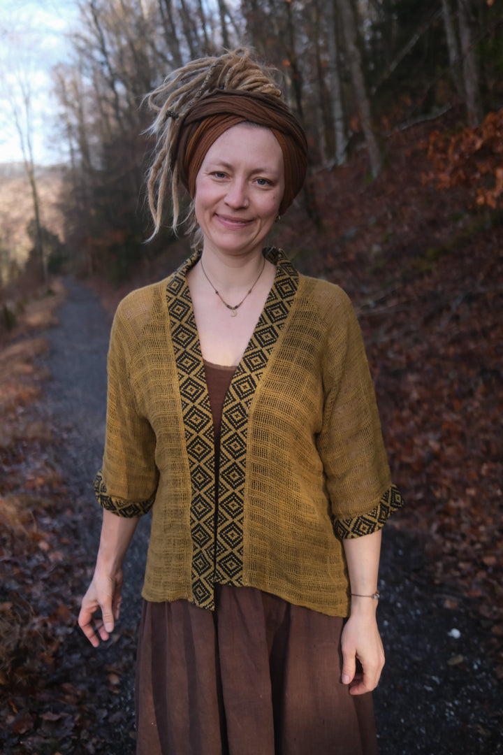 Mesh cardigan ~ Mustard