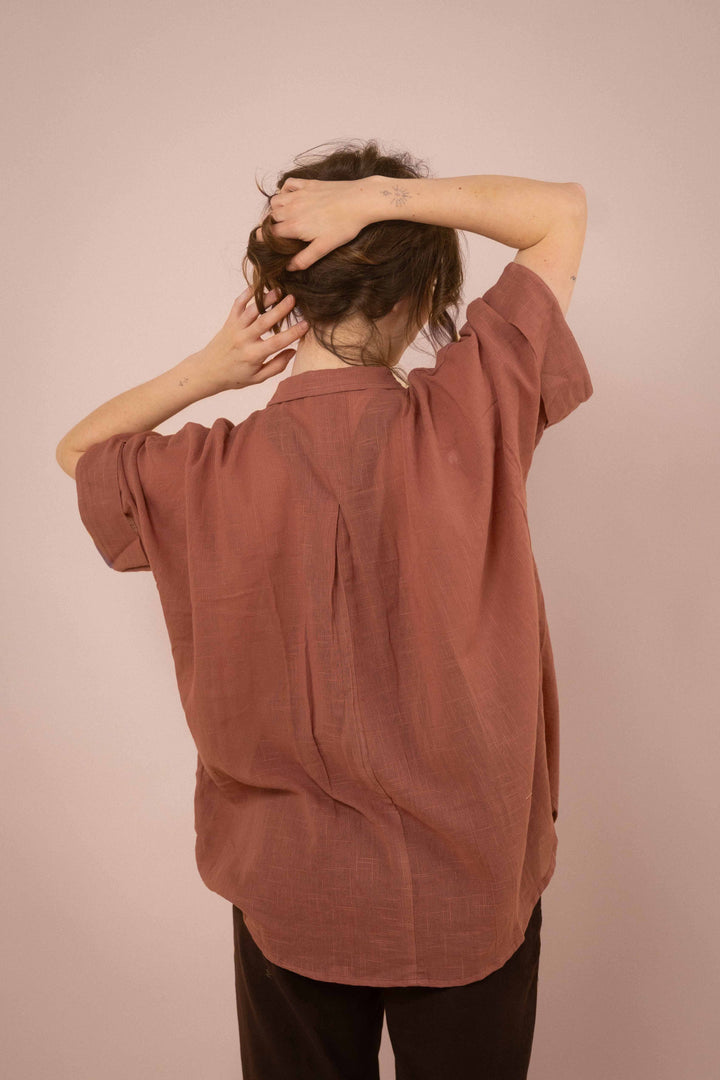 Hemd ~ JAMIE Dusty Rose in Slub Baumwolle