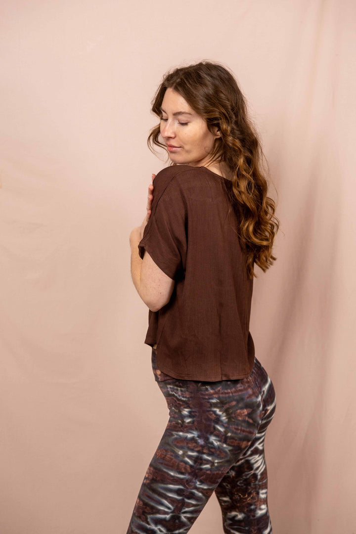 Luftiges Shirt in Braun, Vintage Oberteil, T-Shirt