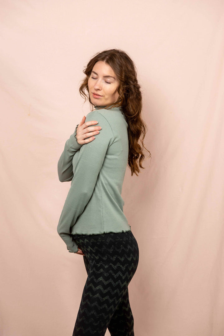 Wintertop, Mini, türkis, Grün, Stehkragen, Rollkragen, Wintersport, Feinrip Langsleeve, Langärmliges Shirt