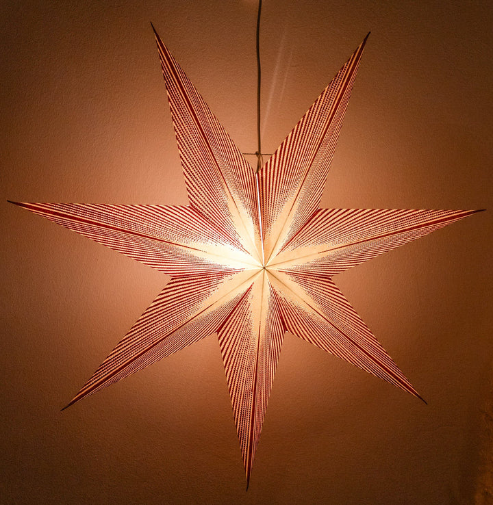 XL Glitzer Stern in WEISS-ROT