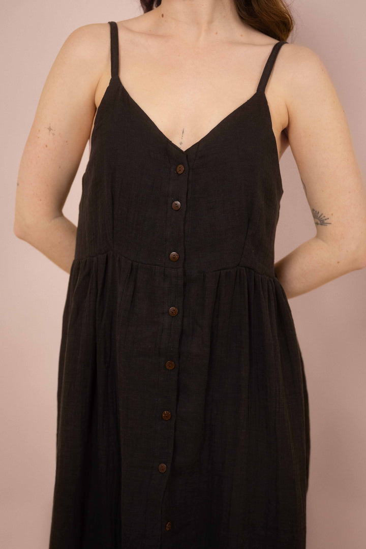 Kleid YOKO mit Knöpfen ~ schwarz