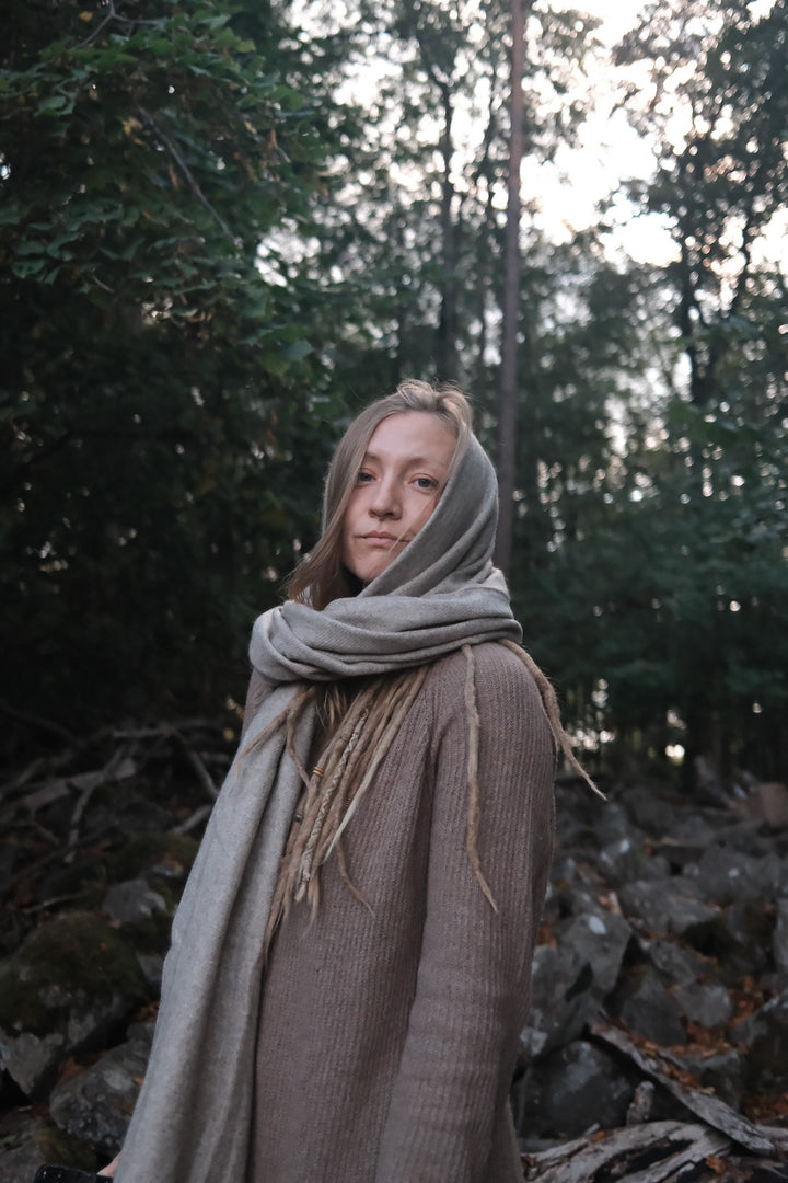 Schal aus 100% Yak-Wolle ~ LADAKH | Grau-Beige