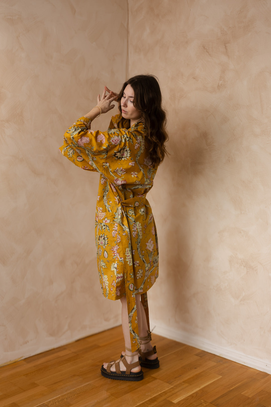 Kimono, Leichter Bademantel, dünner Morgenmantel, lange Bluse, Longewear, aus Buamwolle