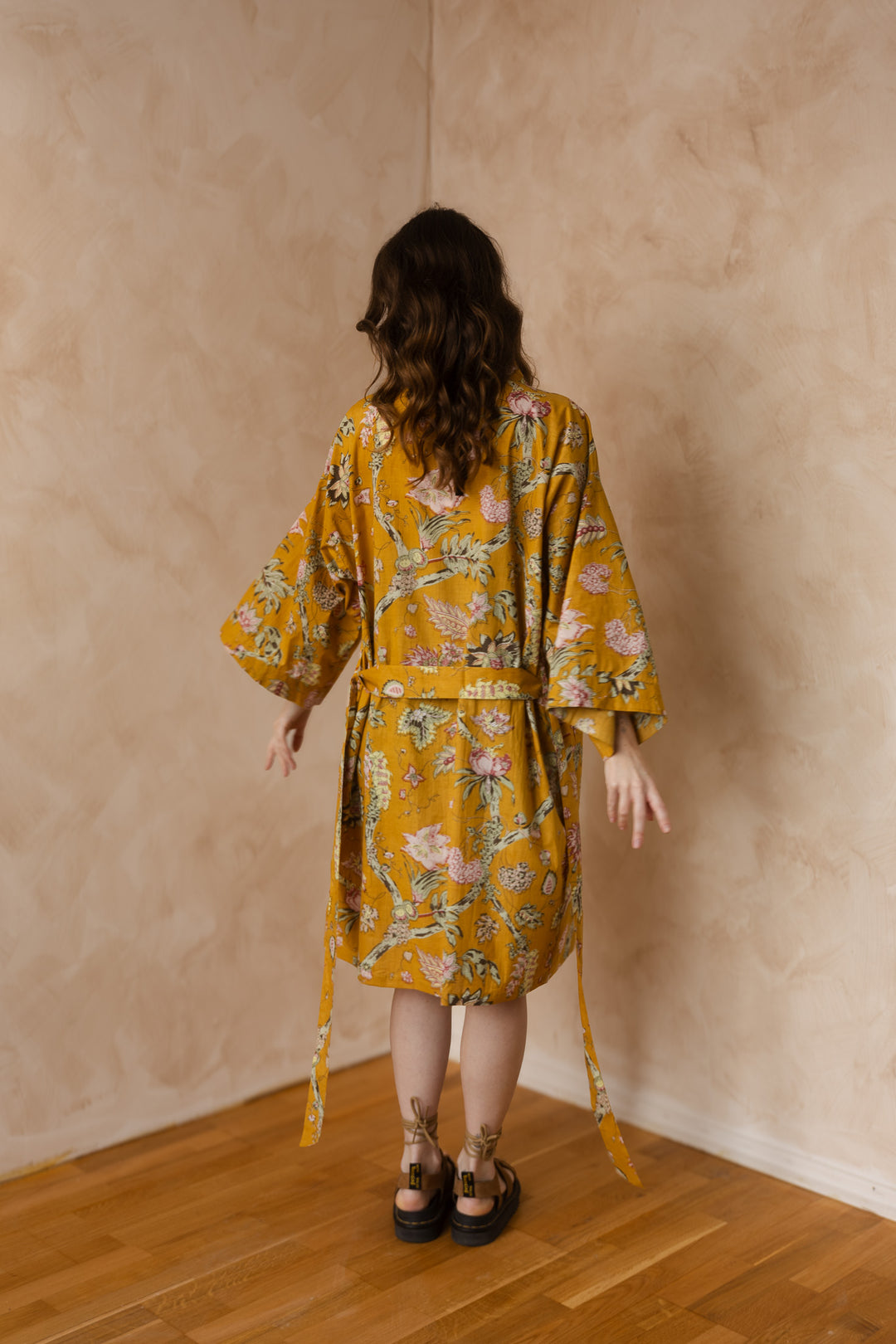 Kimono, Leichter Bademantel, dünner Morgenmantel, lange Bluse, Longewear, aus Buamwolle