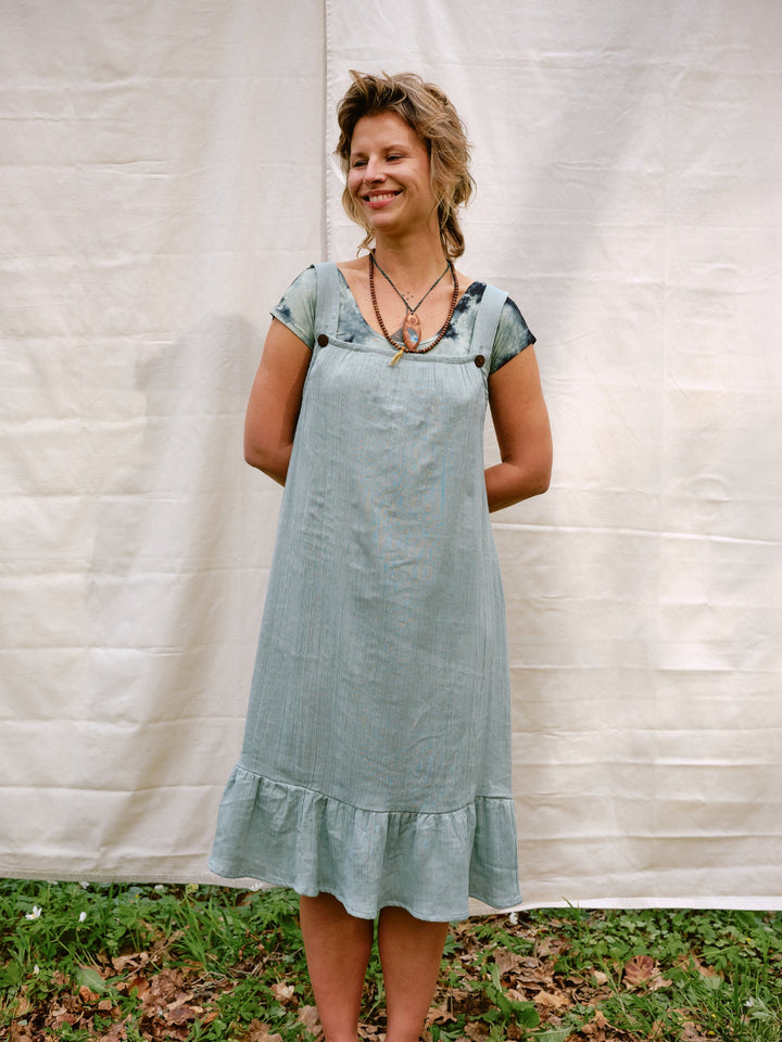 Musselin Kleid OCEAN in türkisblau, Sommerkleid, 100% Baumwolle, Vintagekleid