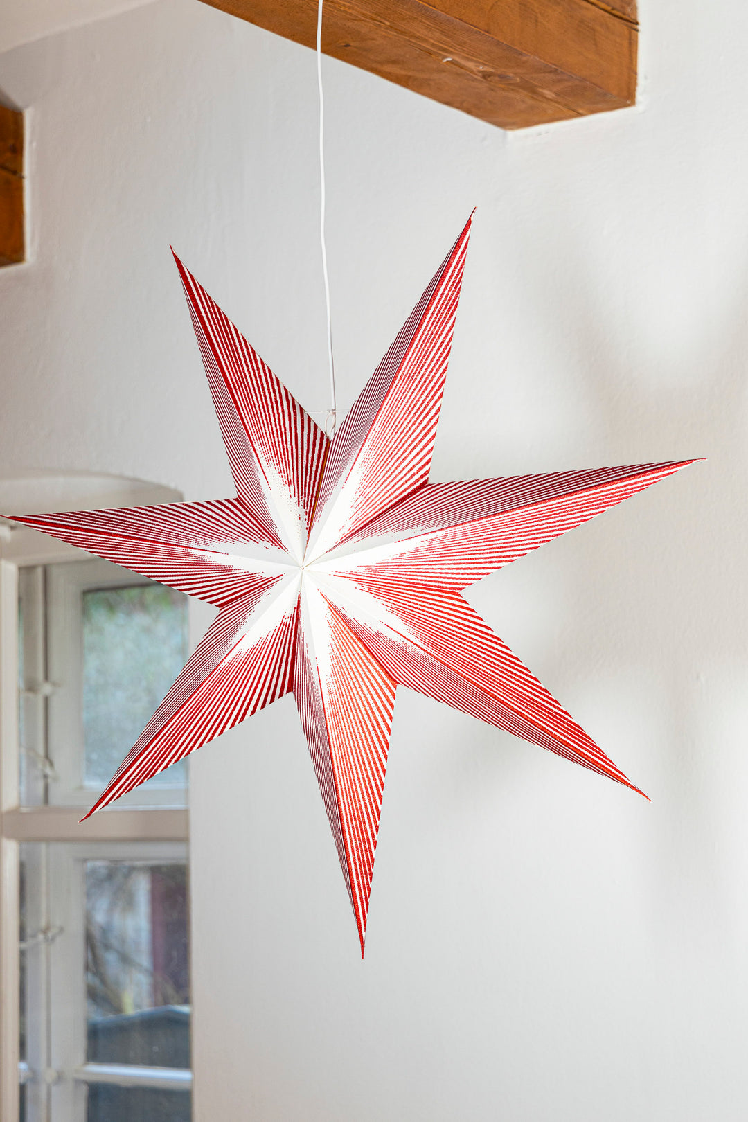 XL Glitzer Stern in WEISS-ROT