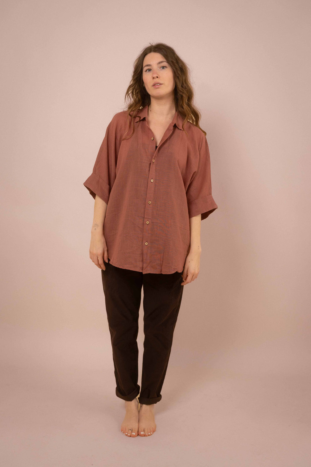 Hemd ~ JAMIE Dusty Rose in Slub Baumwolle