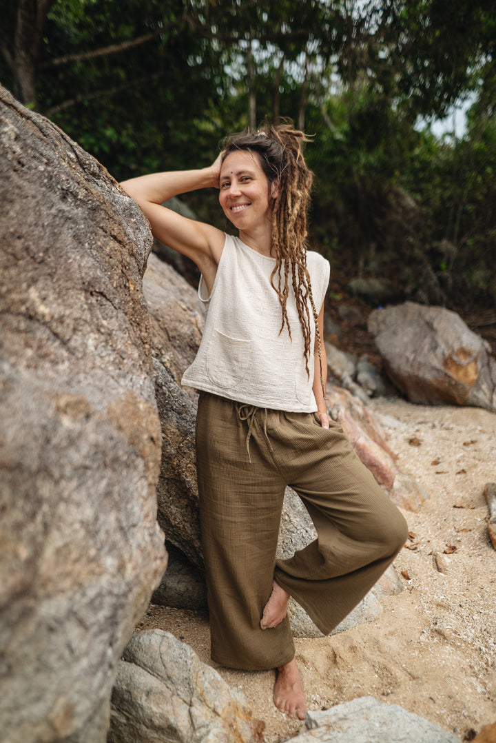 Bio-Musselin Hose ~ OLIVE