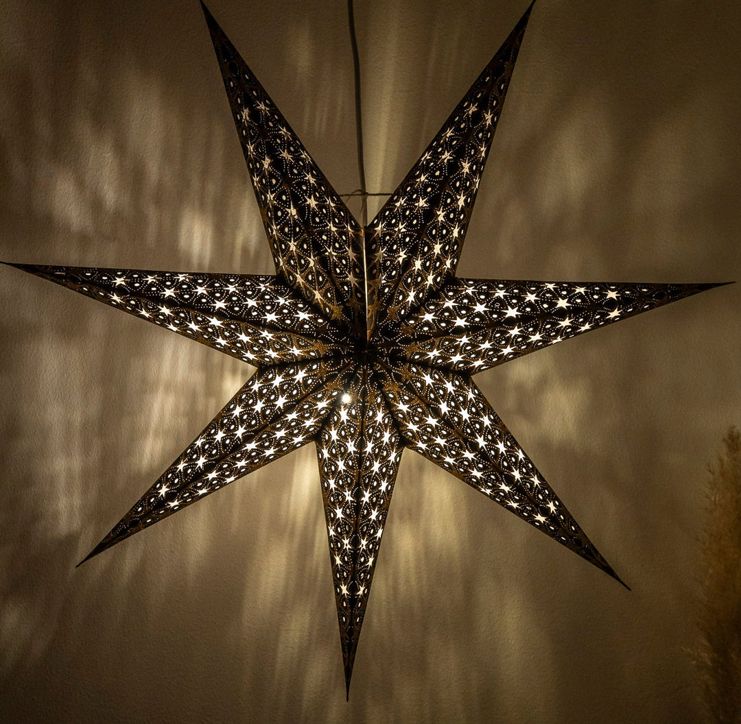 Glitzer Stern in SCHWARZ GOLD