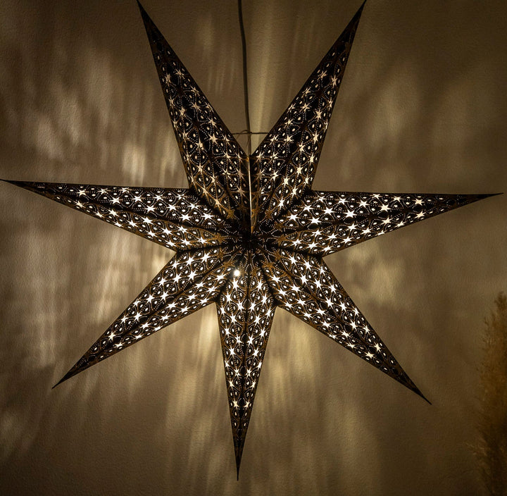 Glitzer Stern in SCHWARZ GOLD