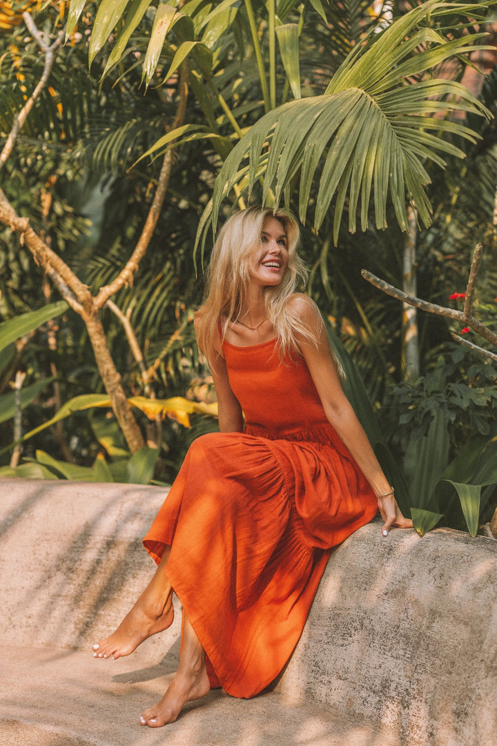 Boho Kleid ~ LIVIA Rostrot