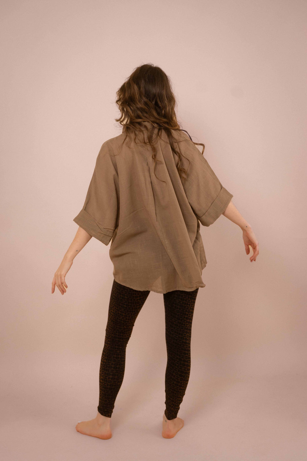 Hemd ~ JAMIE Taupe in Slub Baumwolle