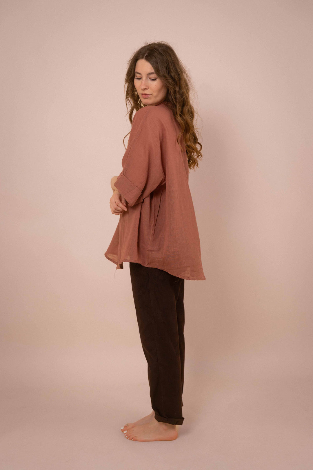 Hemd ~ JAMIE Dusty Rose in Slub Baumwolle