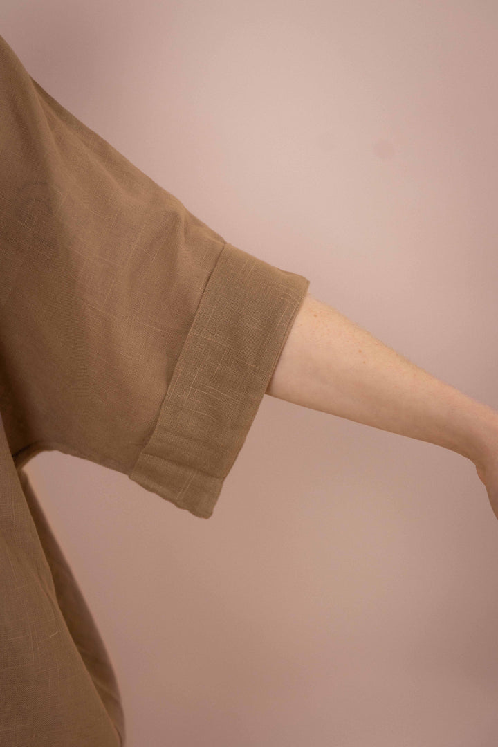 Hemd ~ JAMIE Taupe in Slub Baumwolle
