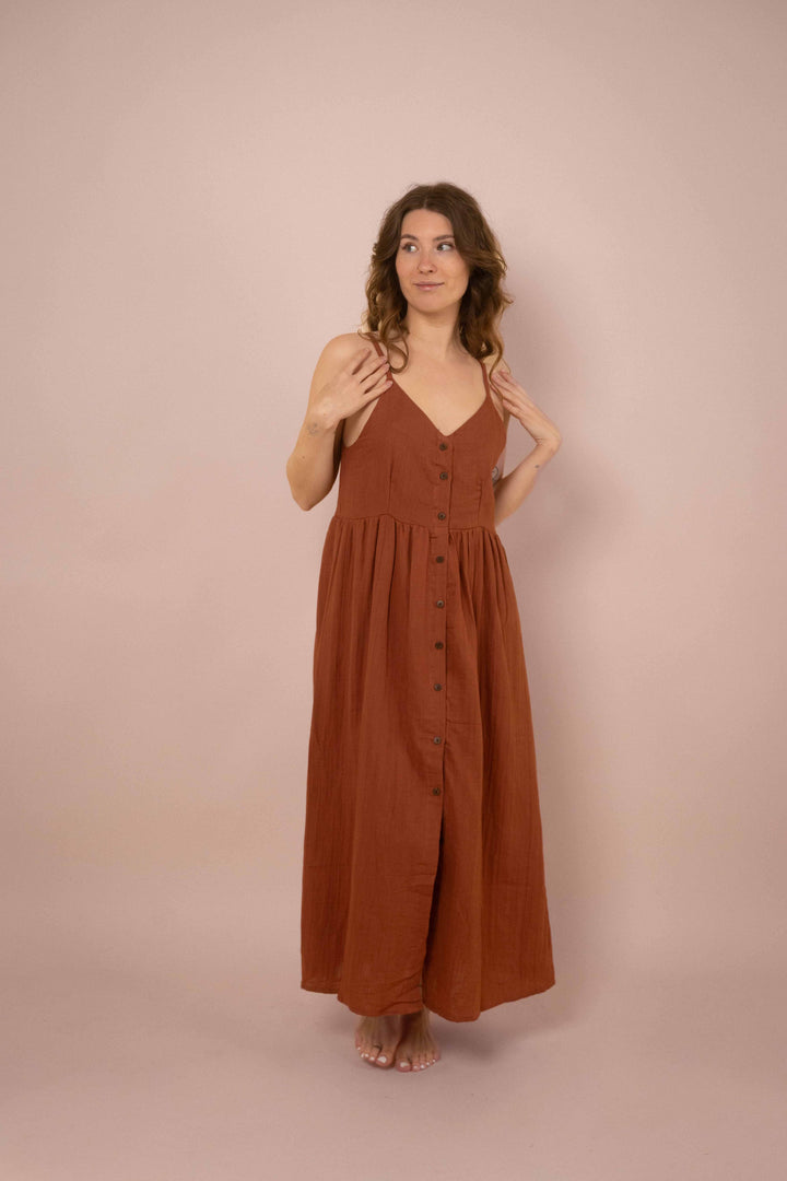 Kleid YOKO mit Knöpfen ~ Rost