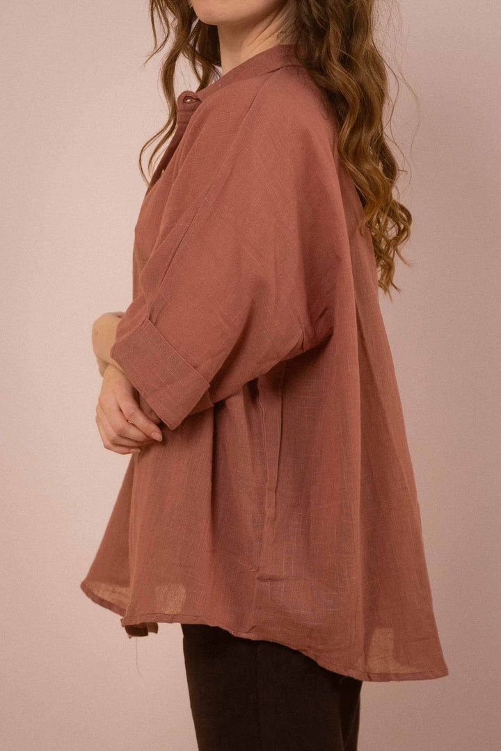 Hemd ~ JAMIE Dusty Rose in Slub Baumwolle