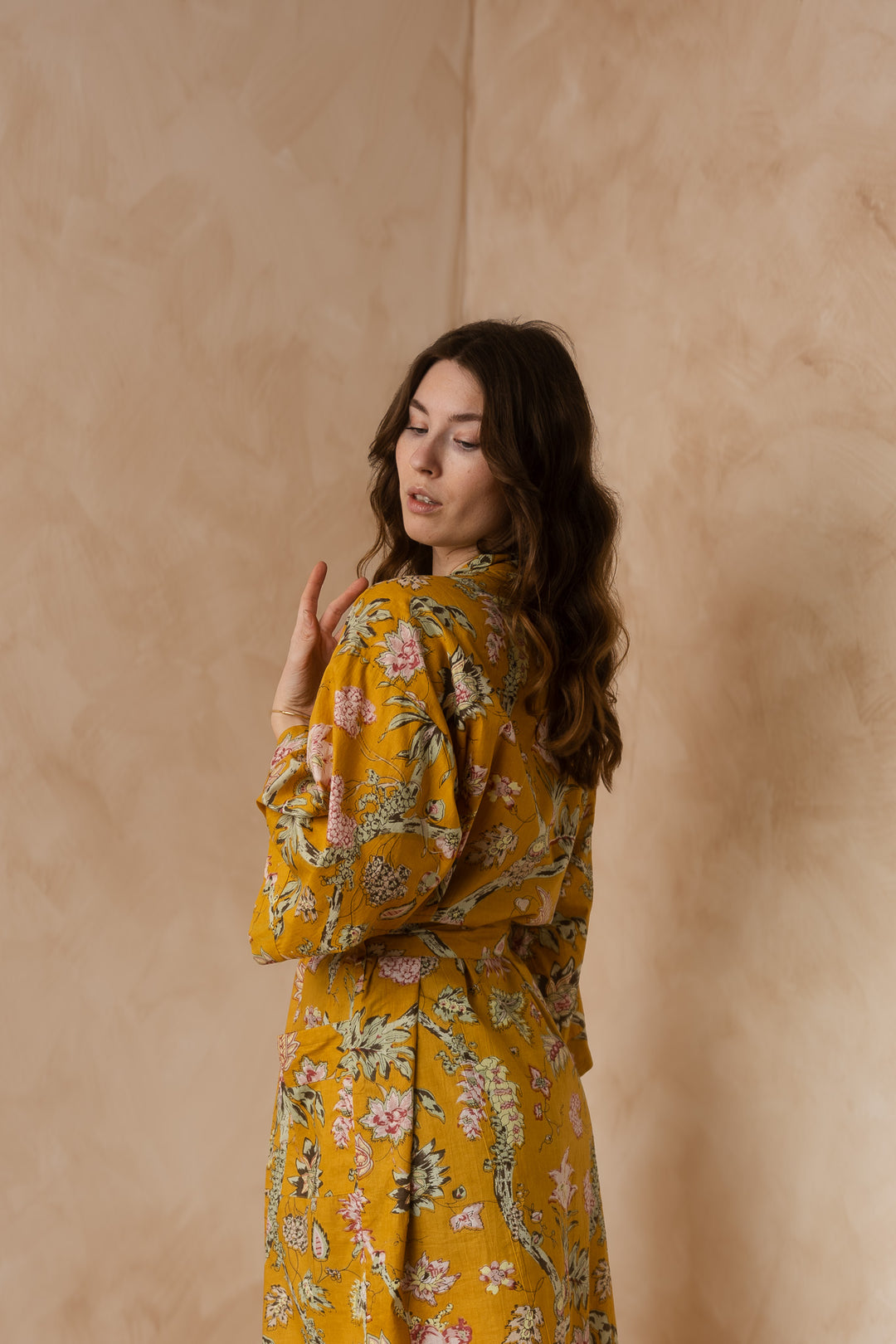 Kimono, Leichter Bademantel, dünner Morgenmantel, lange Bluse, Longewear, aus Buamwolle