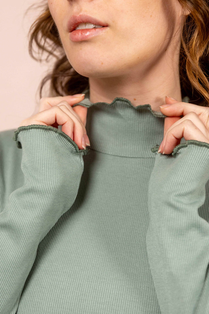 Wintertop, Mini, türkis, Grün, Stehkragen, Rollkragen, Wintersport, Feinrip Langsleeve, Langärmliges Shirt