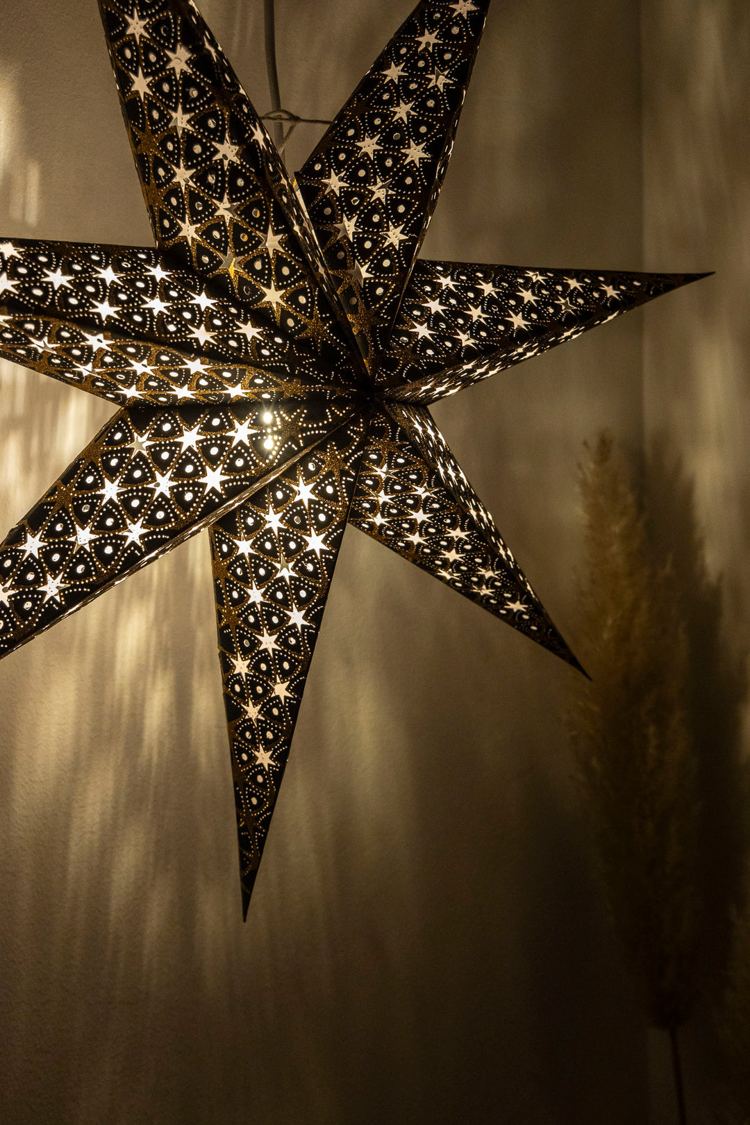 Glitzer Stern in SCHWARZ GOLD