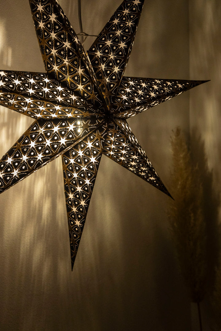 Glitzer Stern in SCHWARZ GOLD