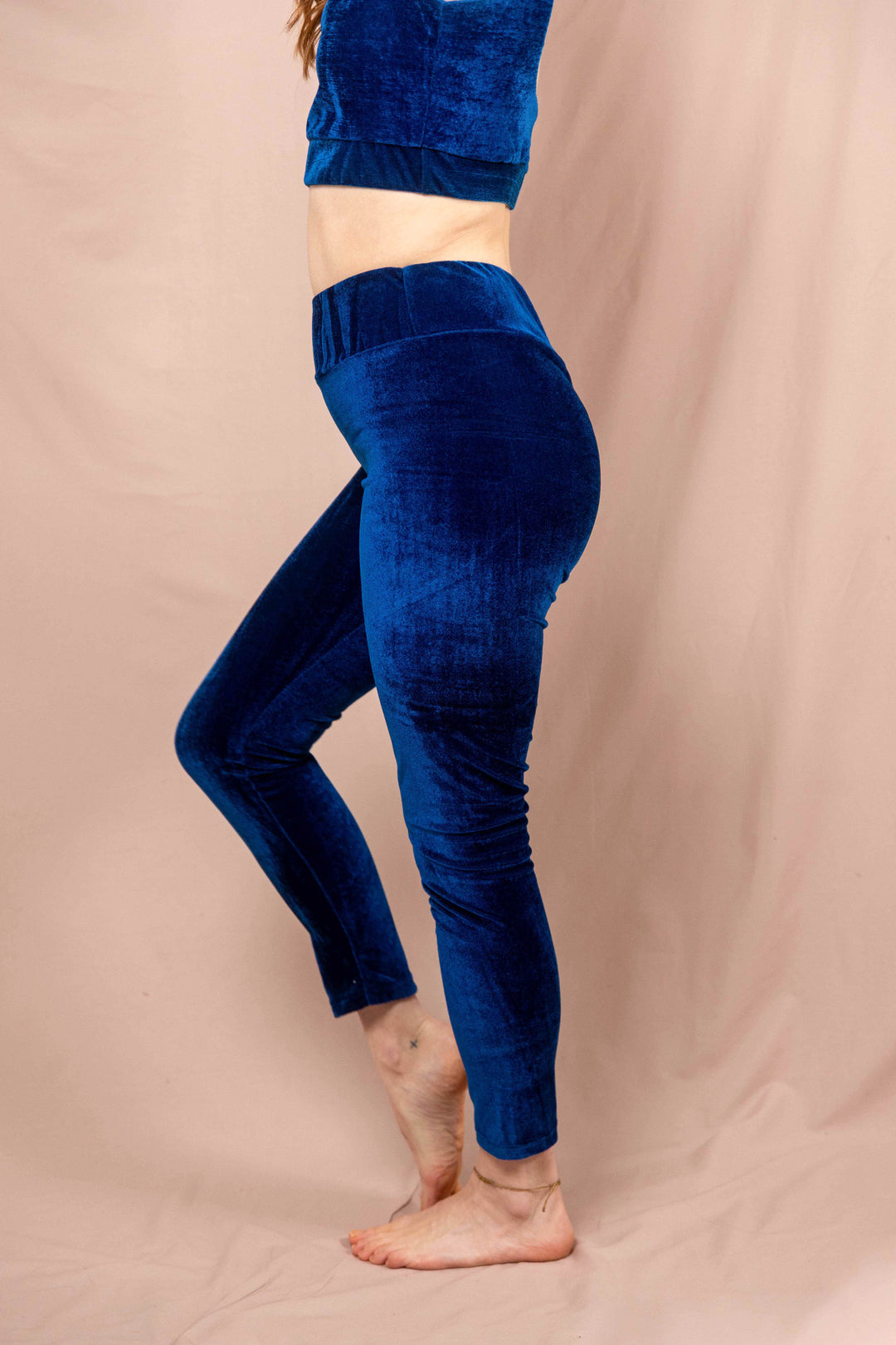 Samt leggins, Winterleggins, Yogalaggins, sporthose, yogahose, blau, lang