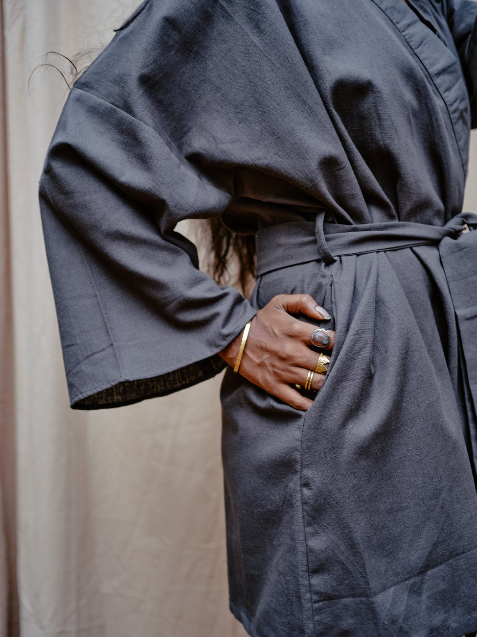 Kimono aus Baumwolle, Blau
