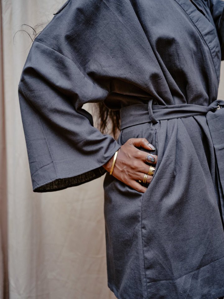 Kimono aus Baumwolle, Blau