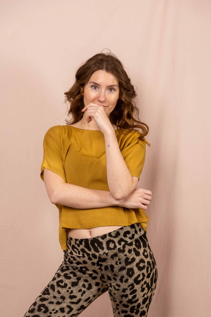 Luftiges Shirt in Gelb, Vintage Oberteil, T-Shirt