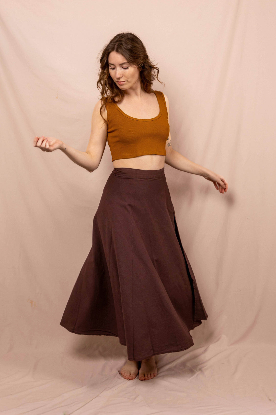Wickelroch, Naturtextilie, Baumwolle, Langer weiter Rock, Zum Binden, Rock Braun, Sommerrock 