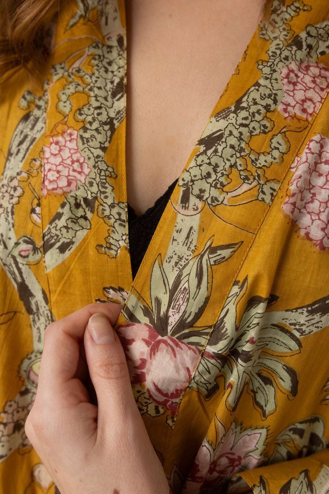 Kimono, Leichter Bademantel, dünner Morgenmantel, lange Bluse, Longewear, aus Buamwolle