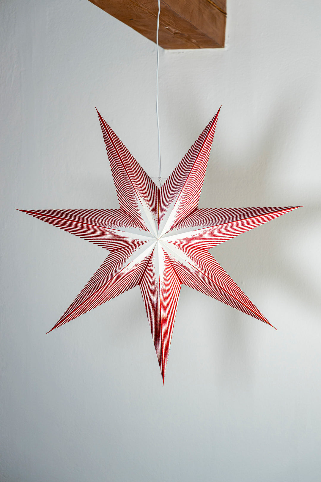 XL Glitzer Stern in WEISS-ROT