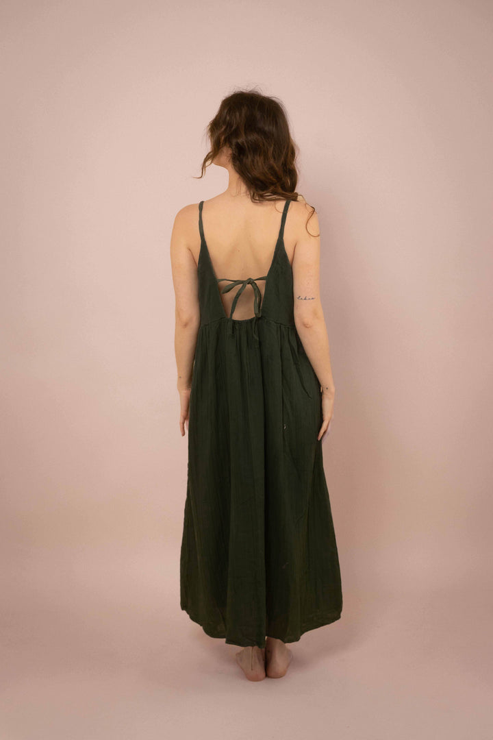 Kleid YOKO mit Knöpfen ~ Dunkelgrün