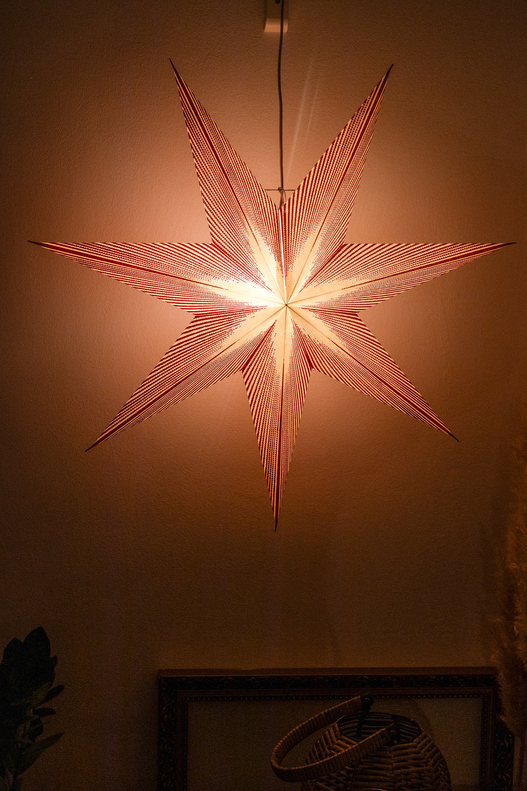 XL Glitzer Stern in WEISS-ROT