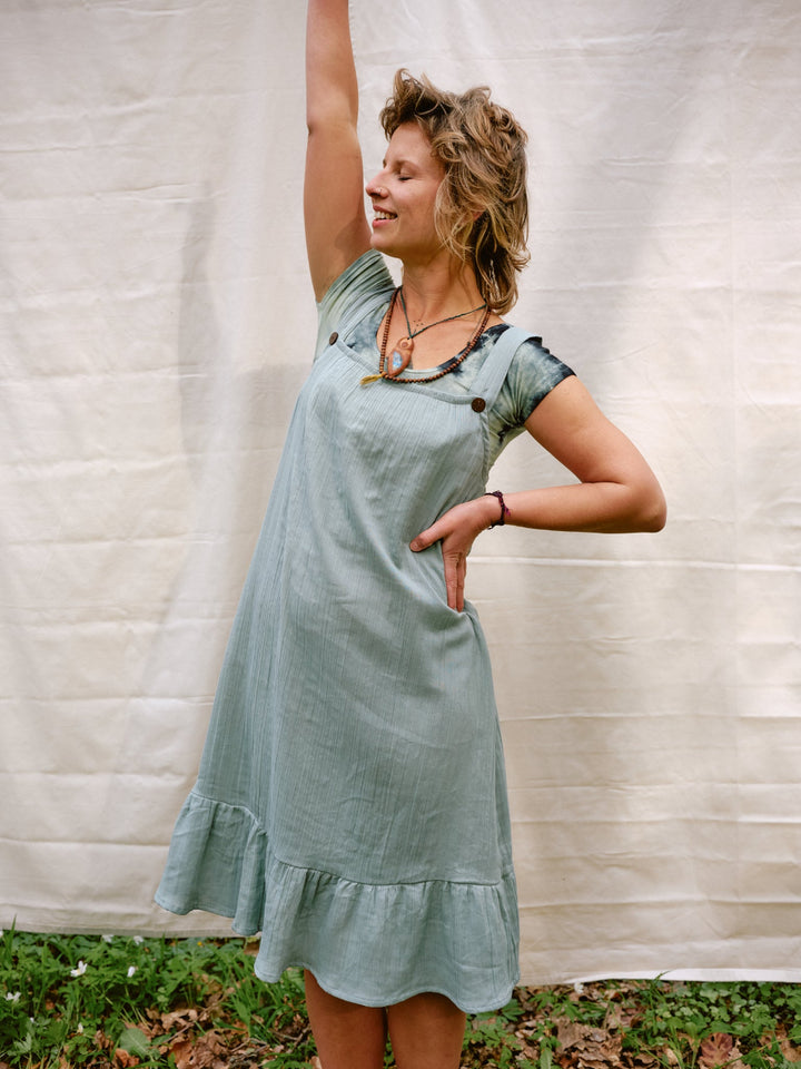 Musselin Kleid OCEAN in türkisblau, Sommerkleid, 100% Baumwolle, Vintagekleid