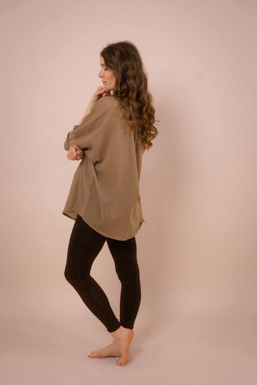 Hemd ~ JAMIE Taupe in Slub Baumwolle