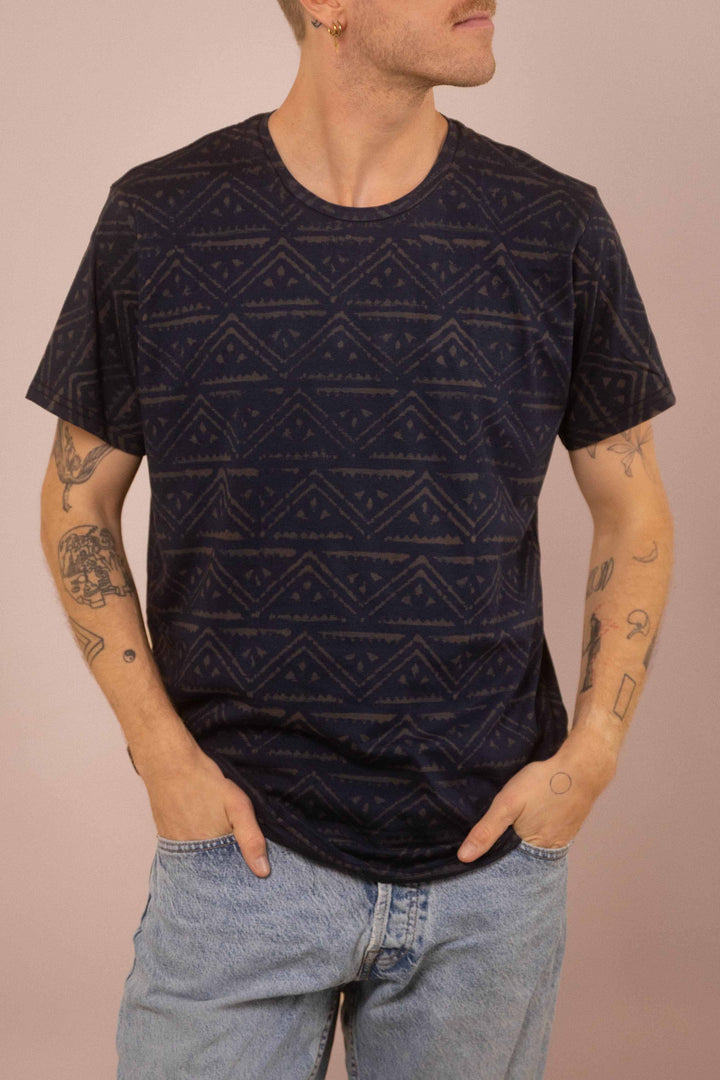 T-Shirt mit Blockprints blau-blau