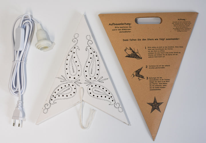 Bestickter Stern in WEISS mit Paisley-Muster