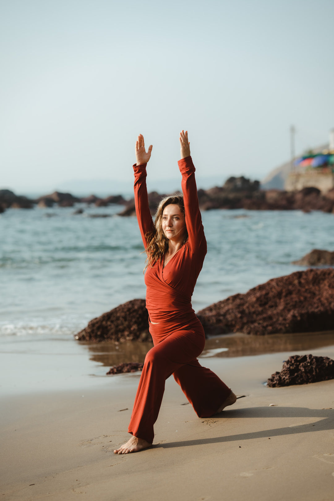 Trainingshose, Yogahose, Sporthose, Leggins, rote Schlaghose sport, Sportoberteil, Yoga Top, Yogaset