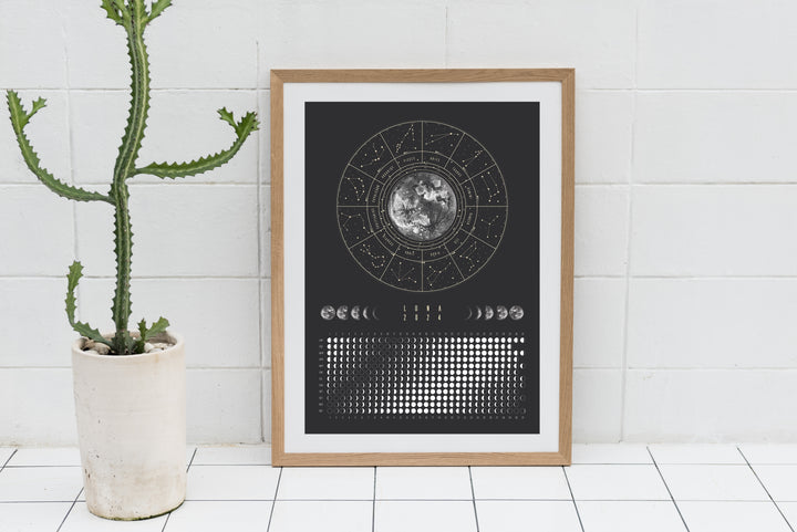 Mondkalender 2024 // Poster hoch, Mondphasen, Astrologie, Wandkalender, Terminkalender, Jahresplaner
