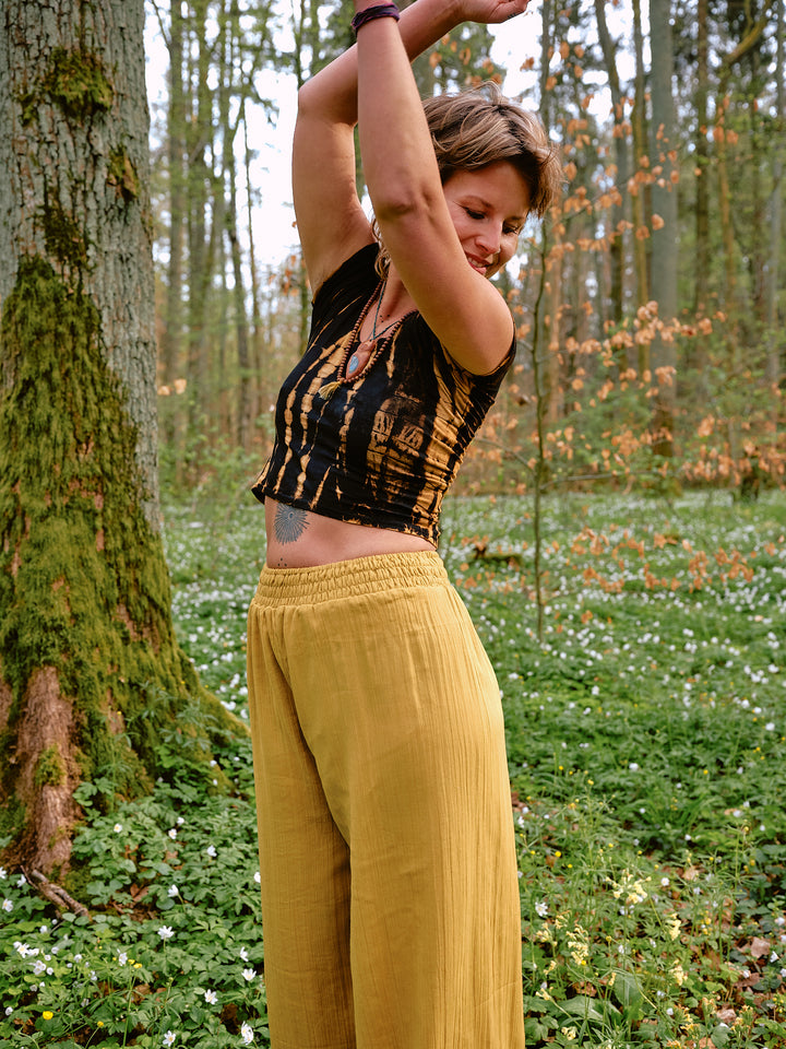 Musselin Maxi-Hose SOLEIL in senfgelb