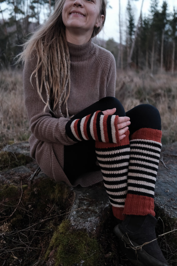 Gestreifte Beinstulpen Schwarz/Weiß