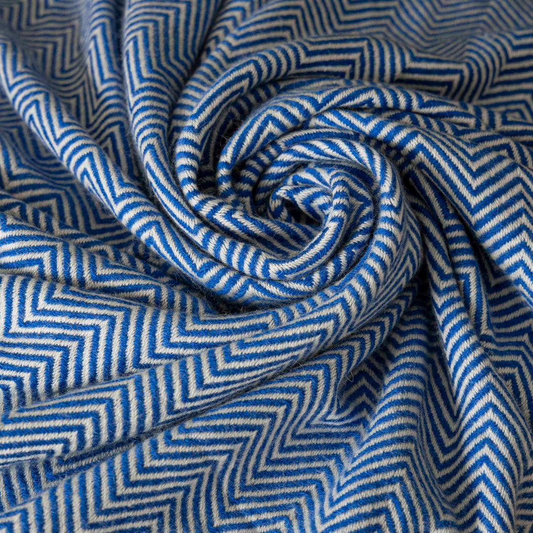 Kaschmirdecke TONGA in Blau | 130x250 cm