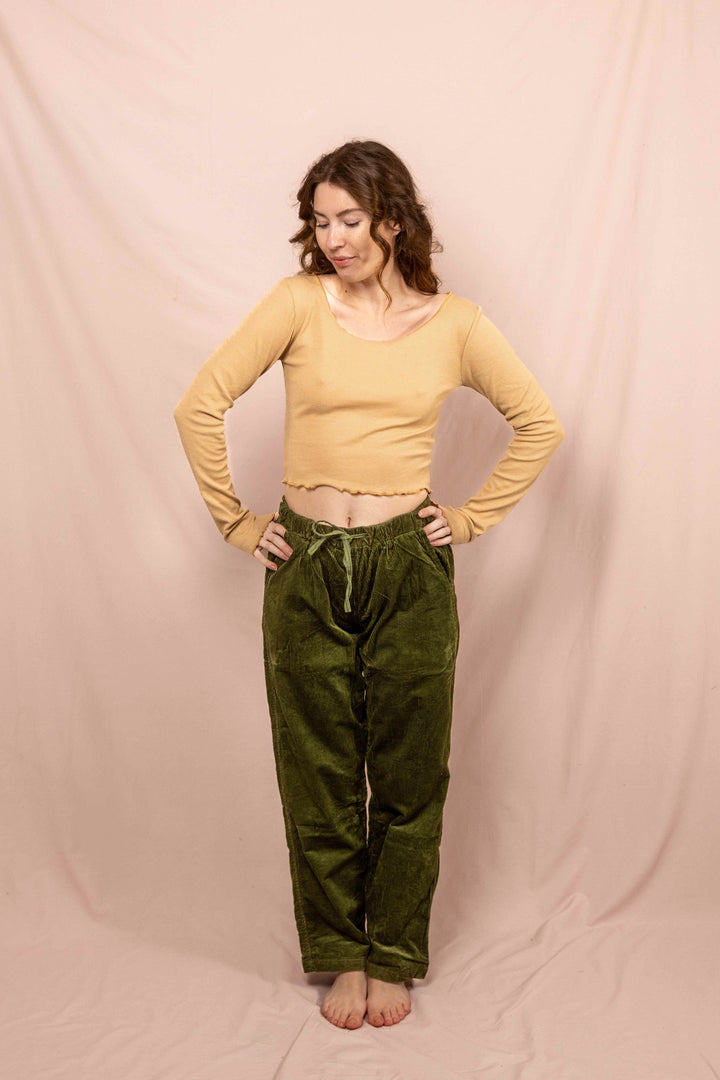 Feinripp Shirt, Longsleeve Top, Langärmlig in Beige